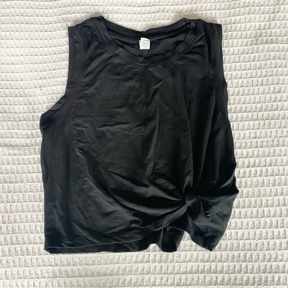 Yogalicious sideline twist tank top black size large